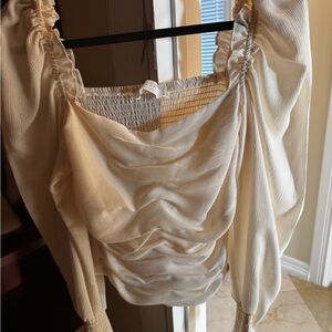 Astr Cream Ruched Blouse